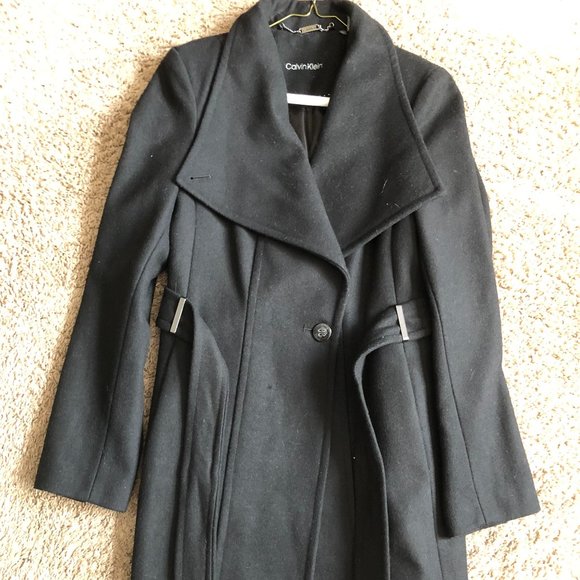 Calvin Klein Jackets & Blazers - Calvin Klein Women's Wool Blend Black Trench Coat